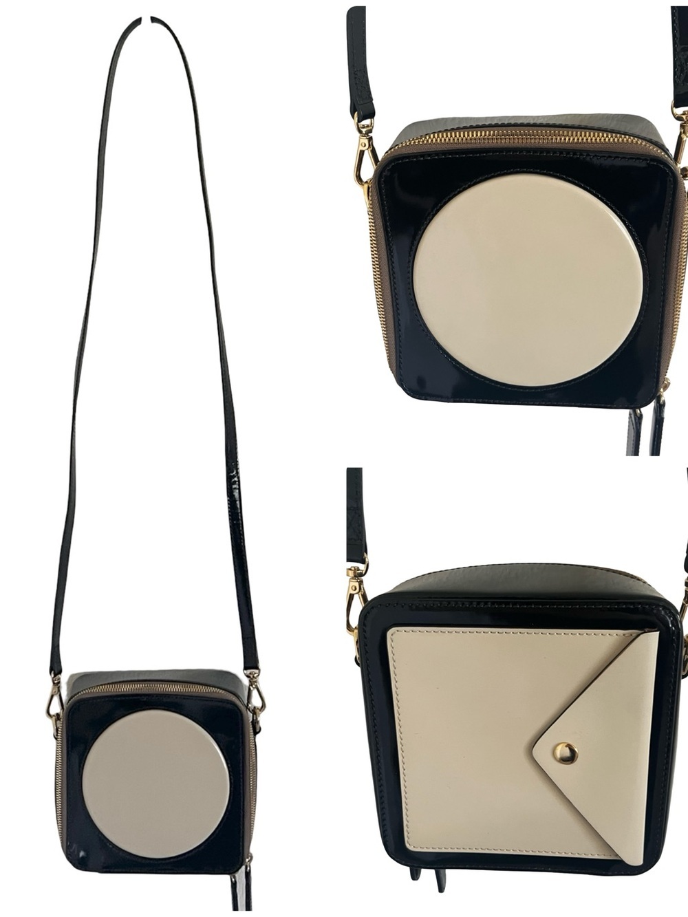Orla Kiely Square Retro Leather Poppy Crossbody Bag